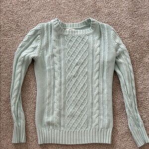 Mint Green Cable Knit Sweater